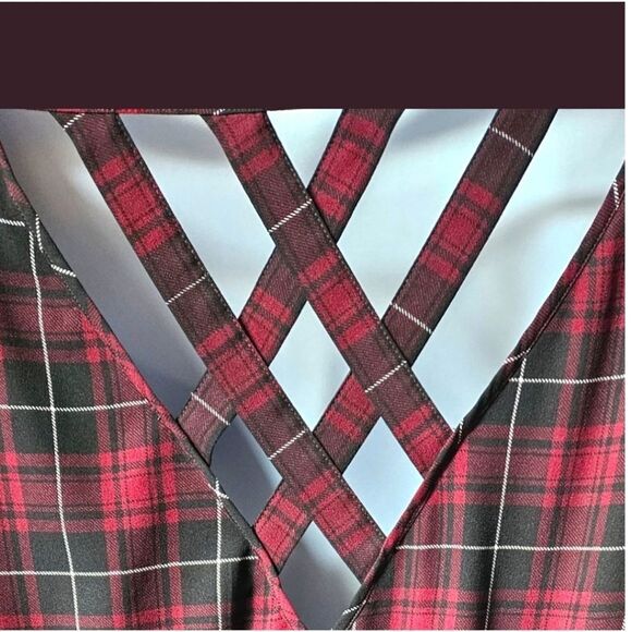 TORRID NEW DESERT PLAID Mini Georgette Criss Cross Back Skater dress 3X - Picture 10 of 15